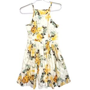 Bailey Blue Womens Sun Dress Yellow Rose‎ Summer Beach Overlay Lace Size Med